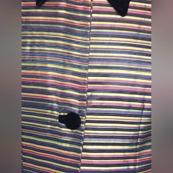 𝅺Vtg Satin Stripped Velvet Y2K Classic Tailored Rockabilly Jacket Blazer Sz 12 - Picture 6 of 11